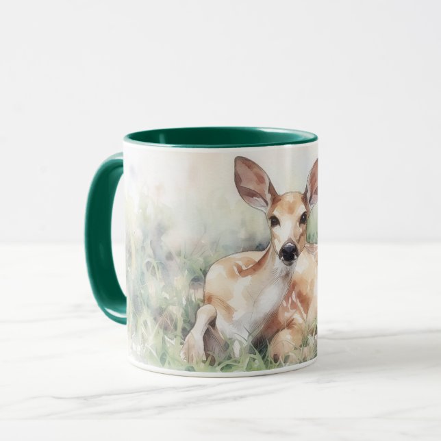 Taza de Arte de Ciervos Salvajes Descansando en un (Anverso izquierdo)