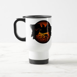 Taza de arte de cuervo Taza de viaje para pájaros