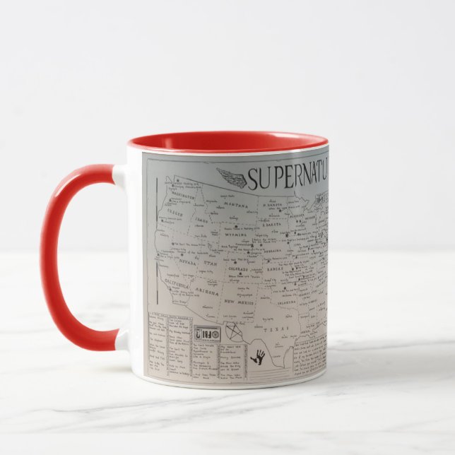 Taza de arte de fanáticos de Supernatural dibujada (Izquierda)