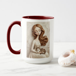 Taza de arte de gato de Navidad caprichosa doncell