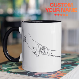Taza de Arte de Línea Personalizada de Mamá y Hijo