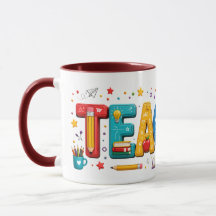 Taza de arte de tipografía para maestros en 3D – R