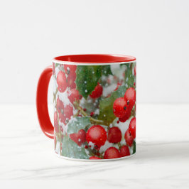 Taza de arte de vacaciones de nieve de bayas de ac