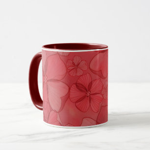 Taza de arte floral Flores Rojas