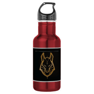 Taza de arte minimalista del chacal egipcio en oro