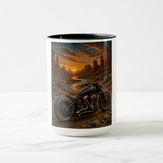 Taza de arte mosaico puesta de sol del desierto Bo