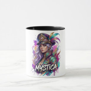 Taza de arte Mystica Fantasy Woman Acuarela Colo