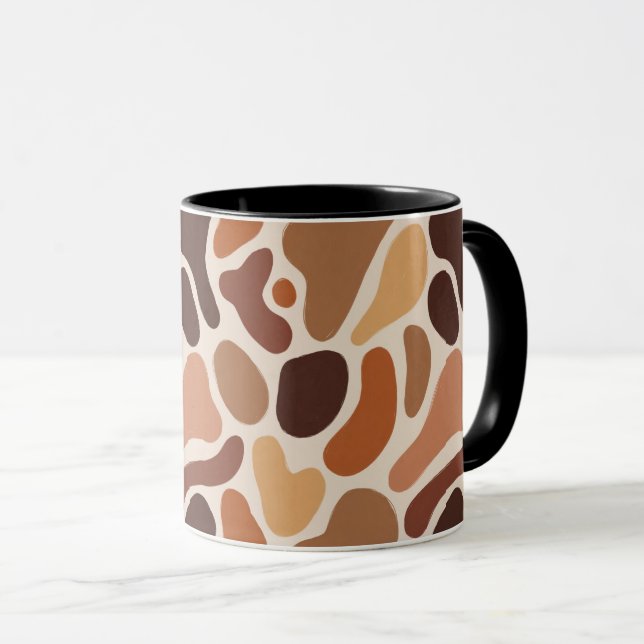 Taza de arte orgánico suave – Paleta beige y marró (Anverso derecho)
