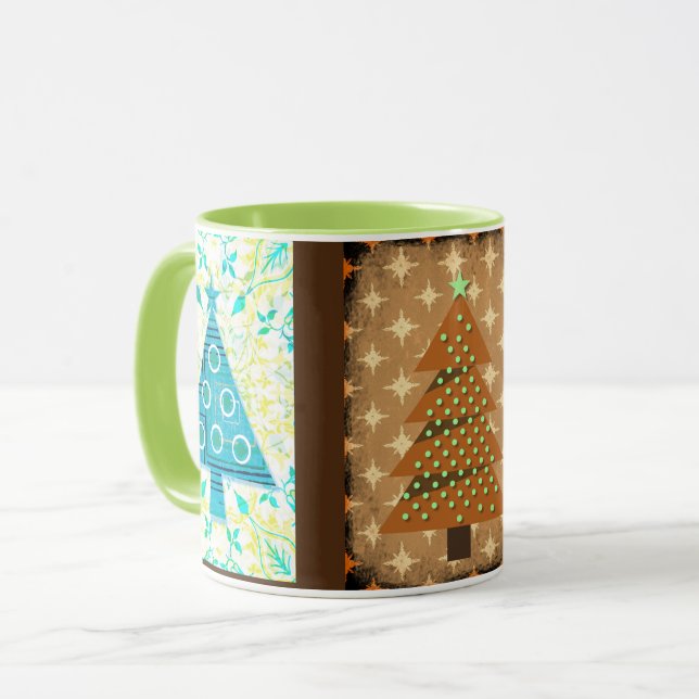 Taza de arte para café con árboles de Navidad con  (Anverso izquierdo)