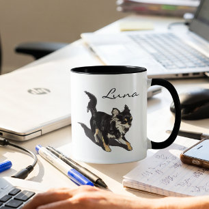 Taza de arte personalizada de Chihuahua con nombre