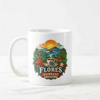 Taza de arte vintage de café amanecer de Flores In
