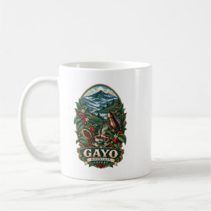 Taza de arte vintage de café de montaña Gayo de In