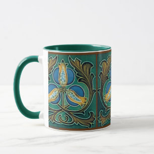 Taza de arte vintage de falsa mayólica de granadas