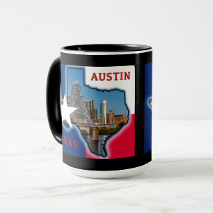 Taza de Austin, Texas con colores de bandera