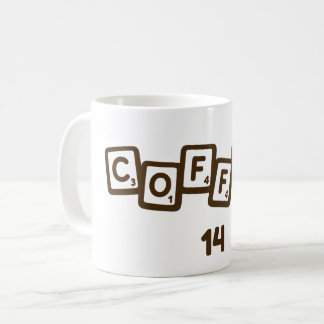 Taza de baldosas de letras de café