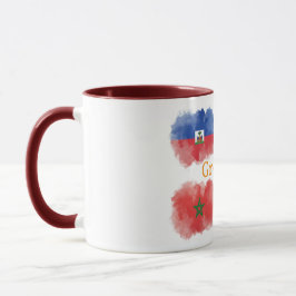 Taza de bandera de acuarela de Haití Brasil Marrue
