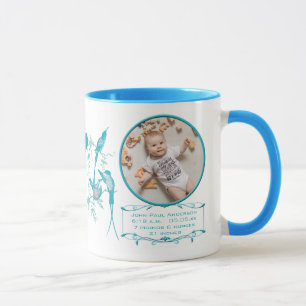 Taza de bebé con foto del bebé Estadísticas de nac