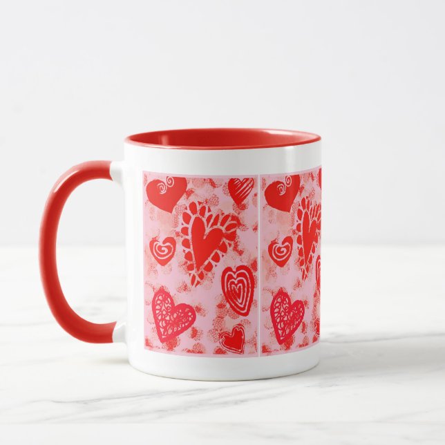 Taza de bebida Corazones Doodle de San Valentín (Izquierda)
