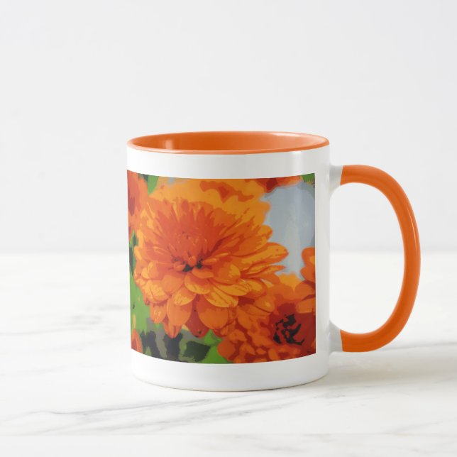 Taza de bebida de crisantemos naranja de otoño (Derecha)