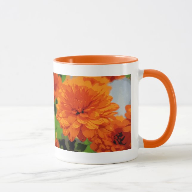 Taza de Bebida de Mums Naranja de Otoño (Derecha)