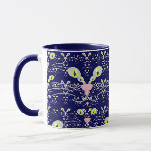 Taza de bigotes de neón y tonos azules de medianoc