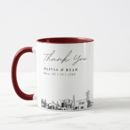 Taza de boda personalizada con bosquejo simple de 