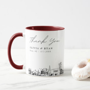 Taza de boda personalizada con bosquejo simple de