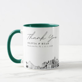 Taza de boda personalizada con dibujo simple de Ja