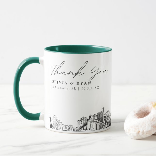 Taza de boda personalizada simple esbozo de Jackso (Con donut)