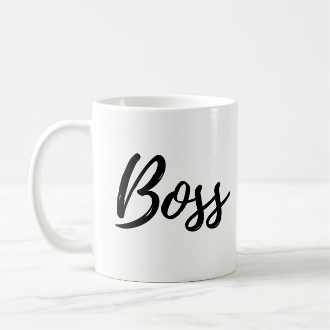 Taza de Boss, escritura simple, moderna (Izquierda)