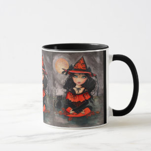 Taza de bruja de Halloween gato por Molly Harrison