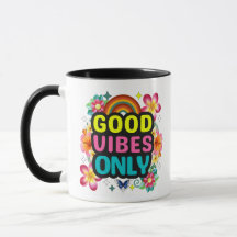 Taza de Buenas Vibraciones - Taza de café colorida