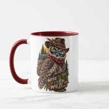 Taza de búho sabia y salvaje | Taza de campamento