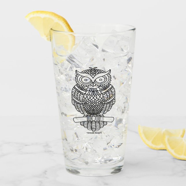 Taza de búho - Vidrio (negro) (Anverso (hielo))