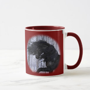Taza de caballo frisón de paisaje invernal maravil