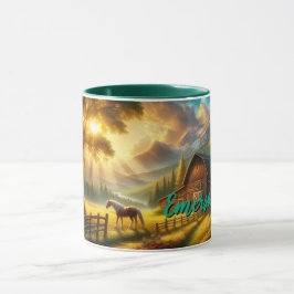 Taza de caballo personalizada para una mañana tran