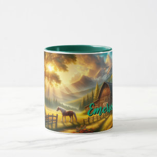 Taza de caballo personalizada para una mañana tran