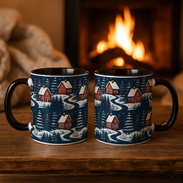 Taza de cabaña de invierno acogedora con arte popu (Subido por el creador)