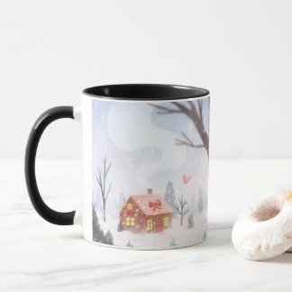Taza de cabaña de invierno caprichosa