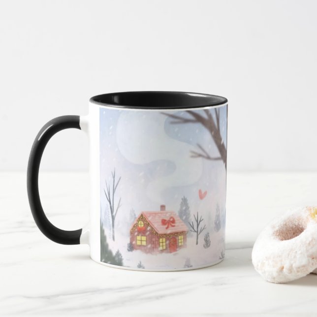 Taza de cabaña de invierno caprichosa (Con donut)