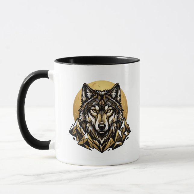 Taza de cabeza de lobo geométrico | Café de vida s (Izquierda)