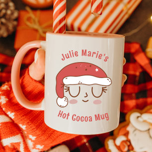 Taza de cacao caliente con sombrero de Santa perso