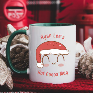 Taza de cacao caliente con sombrero de Santa perso