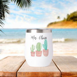 Taza de cactus aislada para agradecimiento a maest