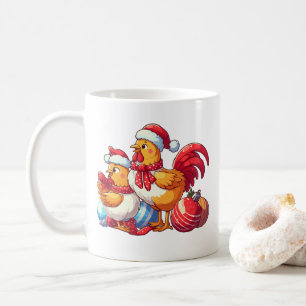 Taza De Café С pollos de Navidad, pollos de granja de Navidad