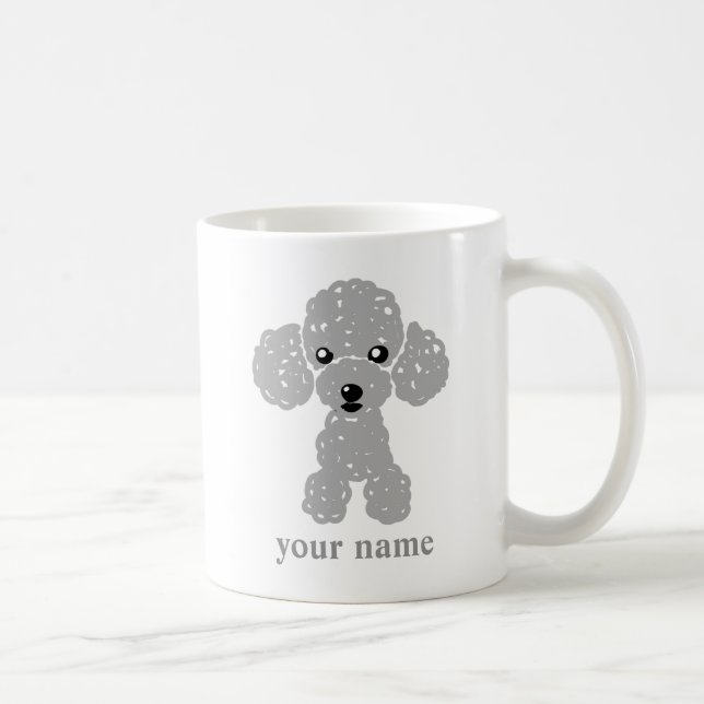 TAZA DE CAFÉ かわいいトイプードル(グレー)名入れ (Derecha)