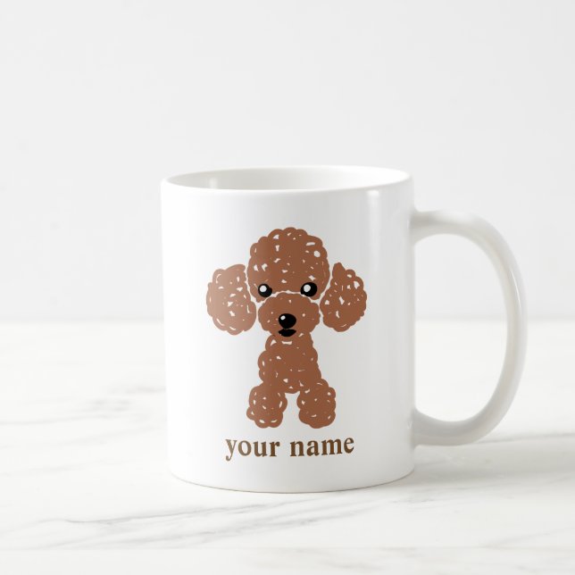 TAZA DE CAFÉ かわいいトイプードル(濃茶)名入れ (Derecha)