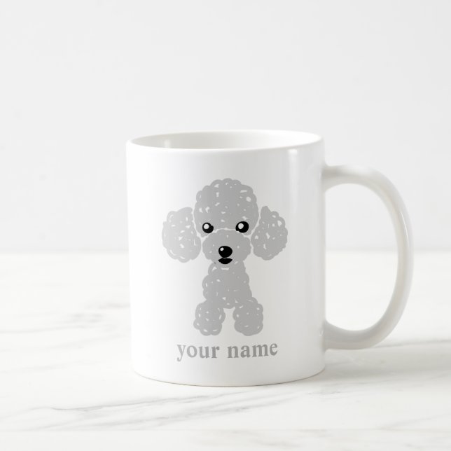 TAZA DE CAFÉ かわいいトイプードル(白)名入れ (Derecha)