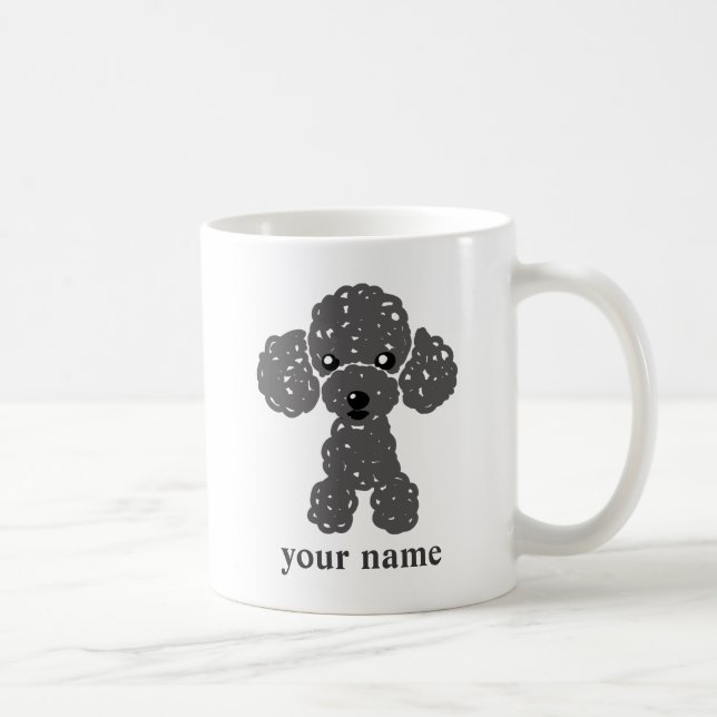 TAZA DE CAFÉ かわいいトイプードル(黒)名入れ (Derecha)