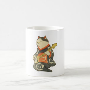 Taza De Café 三味線を弾く猫, gato del 国芳 que toca la guitarra,